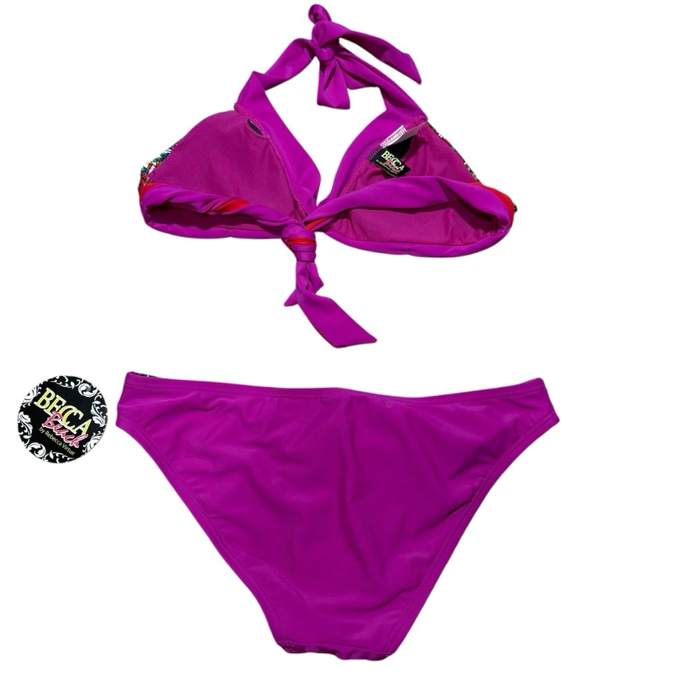 BECCA Beach | Rebecca Virtue Magenta & Red Paisley Colorblock Bikini size M NEW - Picture 13 of 13